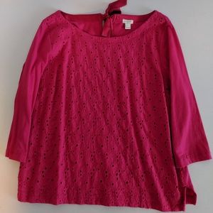 J. Crew Factory Eyelit Three Quarter Sleeve Shirt